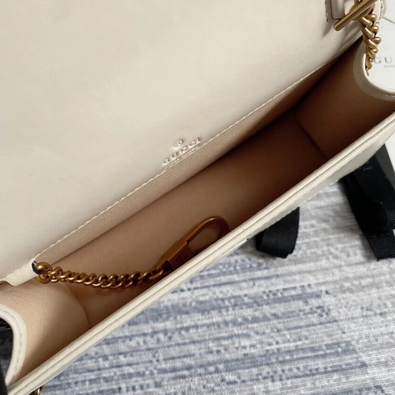 Lv belts replica Covered m Gucci GG Marmont Mini Bag In White Leather