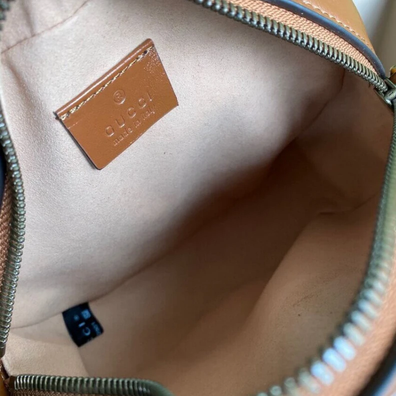 Replica bags Zip closu Gucci GG Marmont Mini Round Shoulder Bag Brown
