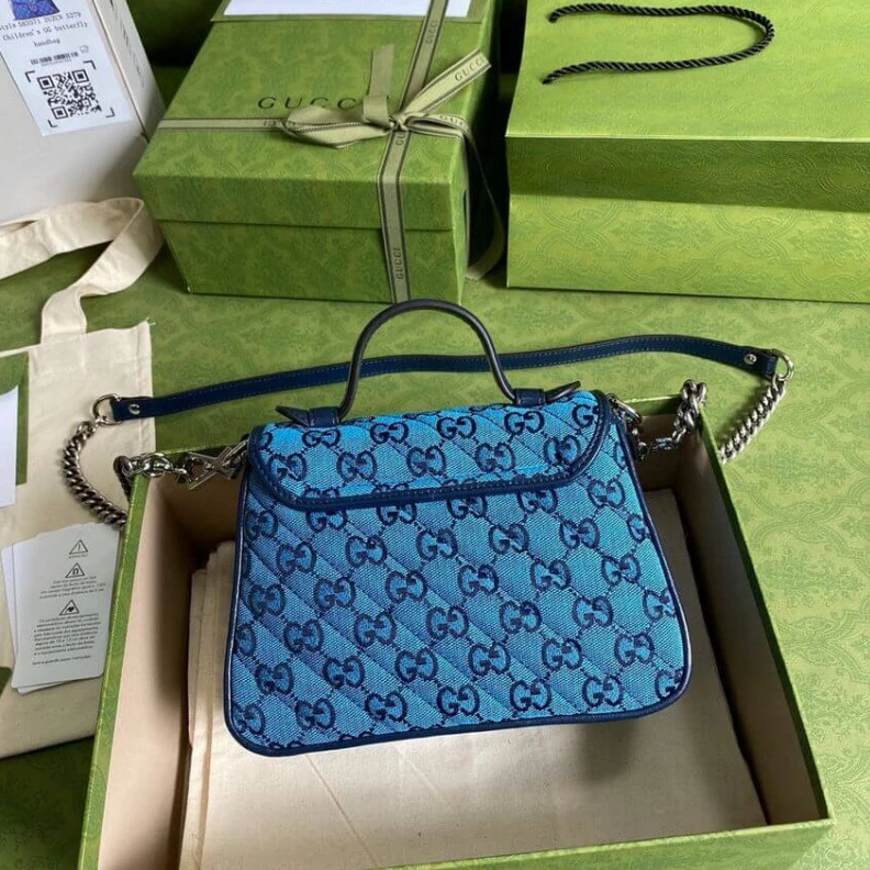 Kitlife ru Blue leat Gucci GG Marmont Multicolour Mini Top Handle Bag Blue