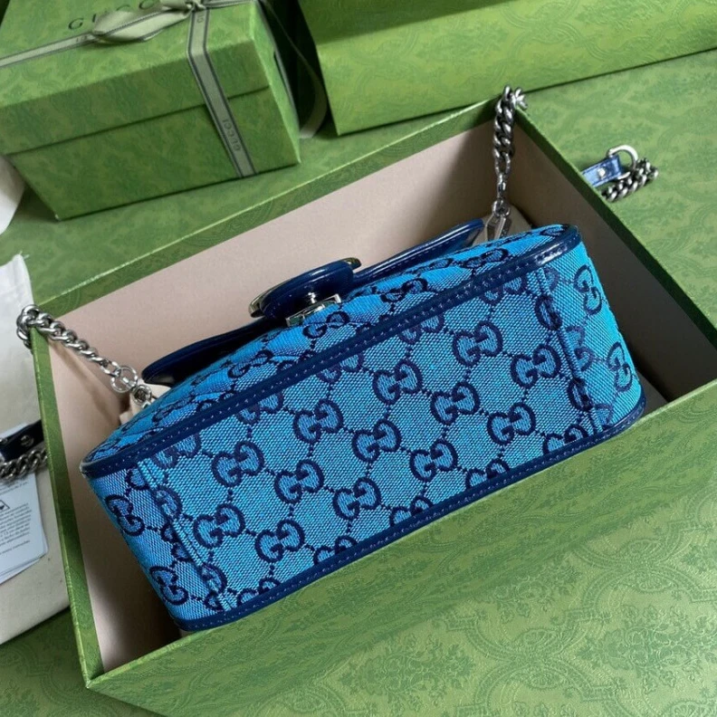 Kitlife ru Blue leat Gucci GG Marmont Multicolour Mini Top Handle Bag Blue