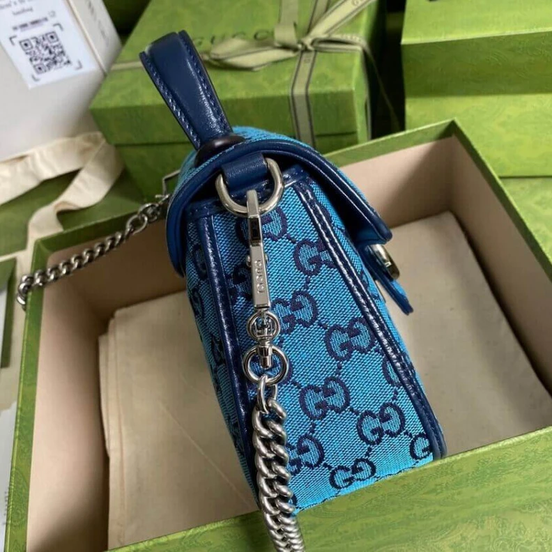 Kitlife ru Blue leat Gucci GG Marmont Multicolour Mini Top Handle Bag Blue
