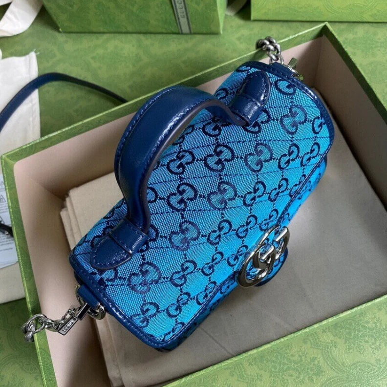 Kitlife ru Blue leat Gucci GG Marmont Multicolour Mini Top Handle Bag Blue