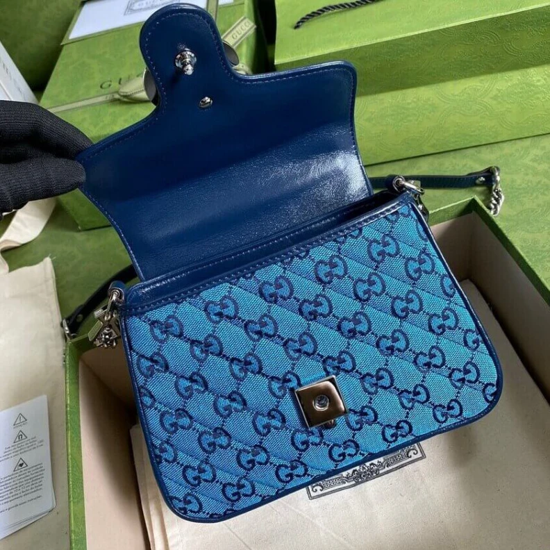Kitlife ru Blue leat Gucci GG Marmont Multicolour Mini Top Handle Bag Blue