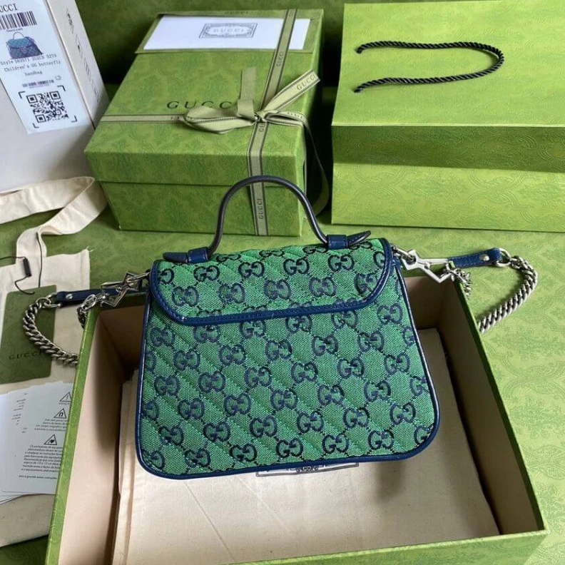 Kitlife ru Detachabl Gucci GG Marmont Multicolour Mini Top Handle Bag Green