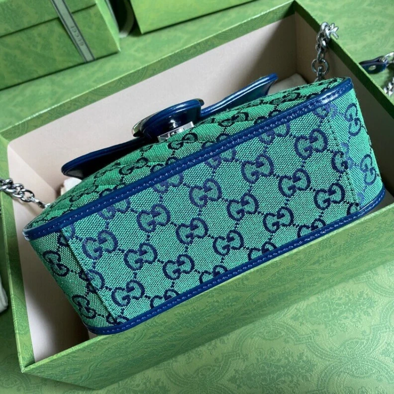 Kitlife ru Detachabl Gucci GG Marmont Multicolour Mini Top Handle Bag Green