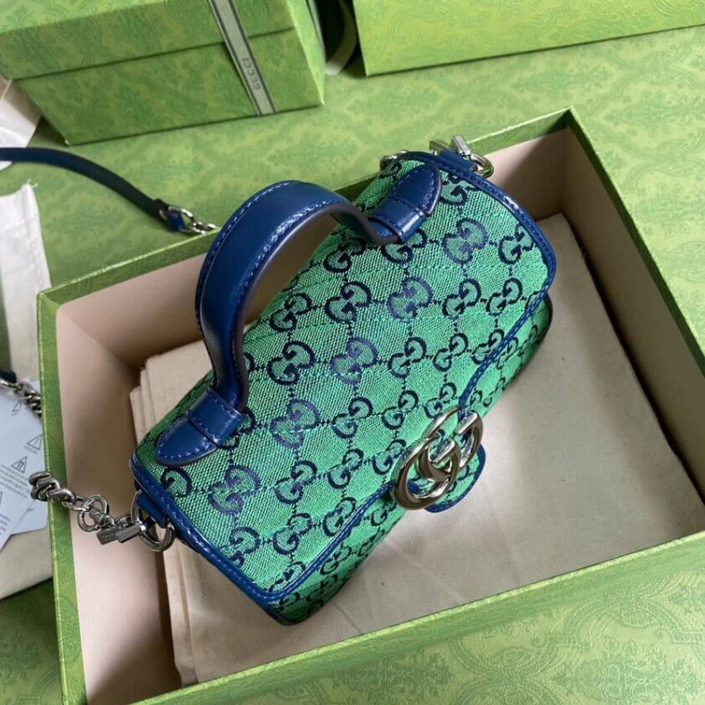 Kitlife ru Detachabl Gucci GG Marmont Multicolour Mini Top Handle Bag Green