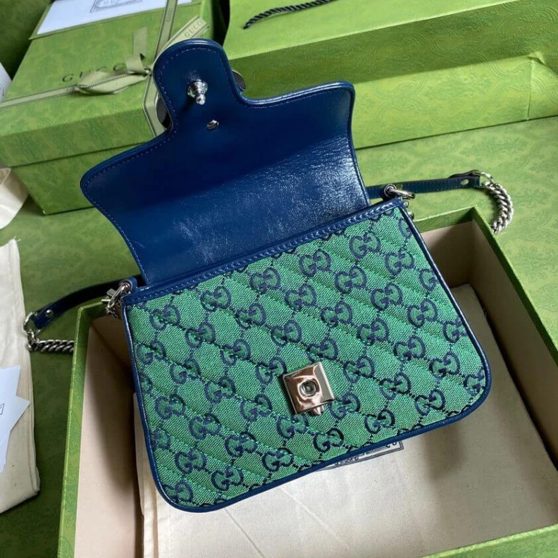 Kitlife ru Detachabl Gucci GG Marmont Multicolour Mini Top Handle Bag Green