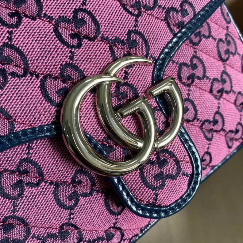 Top lv 20 x 15.5 Gucci GG Marmont Multicolour Mini Top Handle Bag Pink