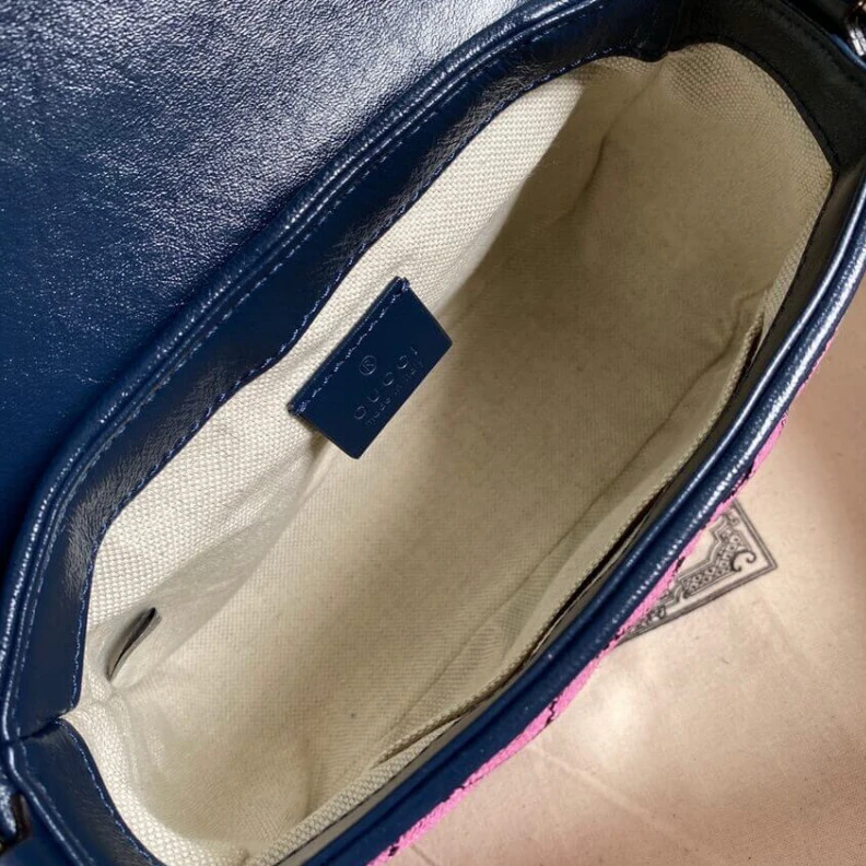 Top lv 20 x 15.5 Gucci GG Marmont Multicolour Mini Top Handle Bag Pink