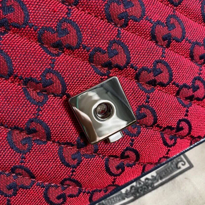 Top lv  Red Gucci GG Marmont Multicolour Mini Top Handle Bag Red