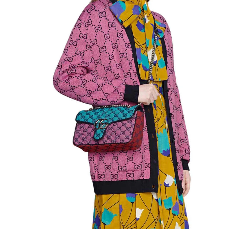 Top lv Diagonal Gucci GG Marmont Multicolour Small Shoulder Bag