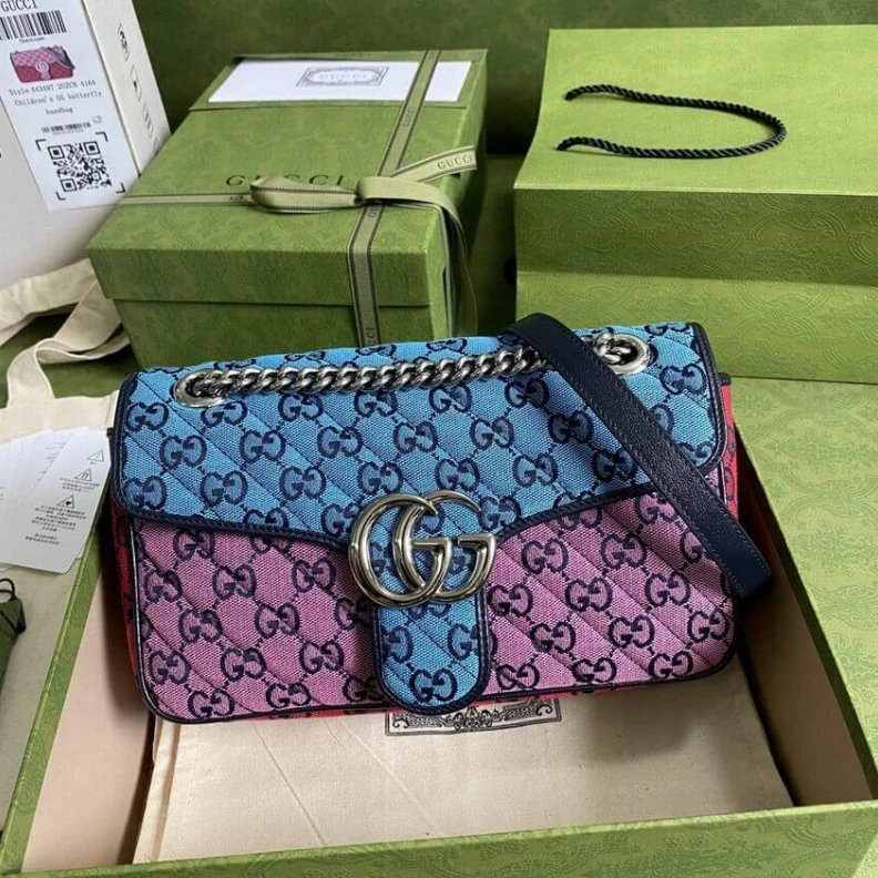 Top lv Diagonal Gucci GG Marmont Multicolour Small Shoulder Bag