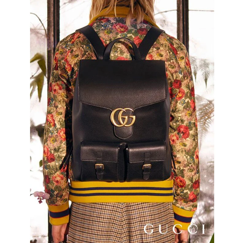 Lv belts replica W33 x H38 Gucci GG Marmont Rucksack Backpack Black