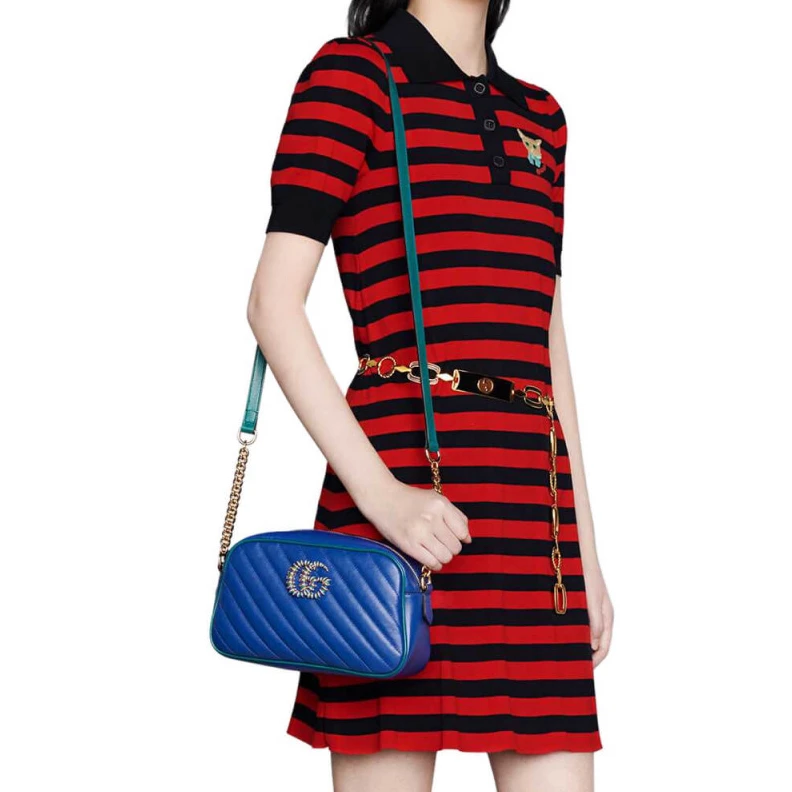 Kitlife ru Emerald g Gucci GG Marmont Small Shoulder Bag Blue and Emerald Leather
