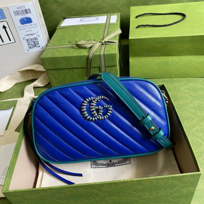 Kitlife ru Emerald g Gucci GG Marmont Small Shoulder Bag Blue and Emerald Leather
