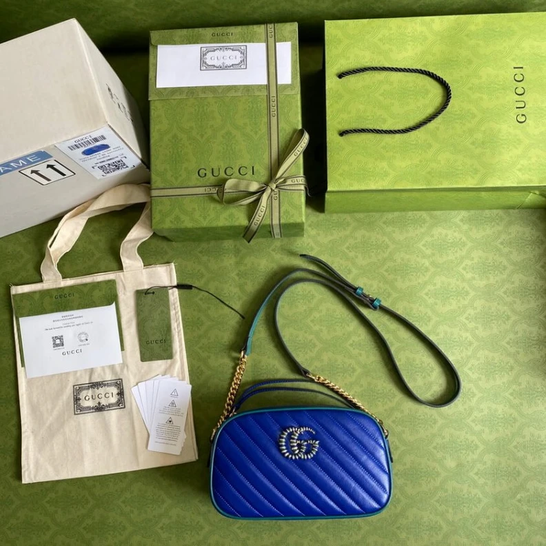 Kitlife ru Emerald g Gucci GG Marmont Small Shoulder Bag Blue and Emerald Leather