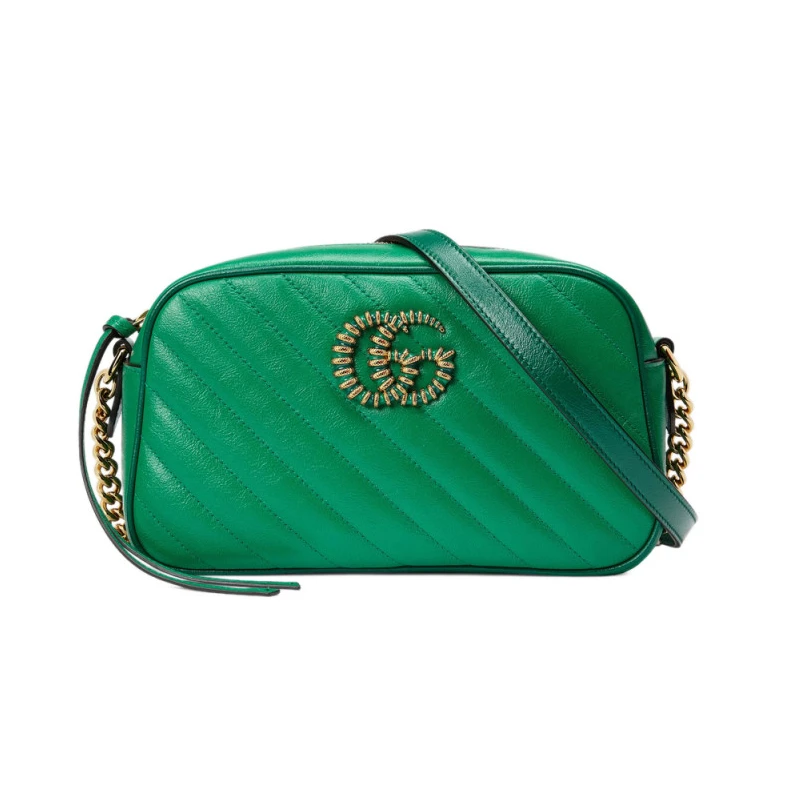 Reminiscen Gucci GG Marmont Small Shoulder Bag Green and Emerald Leather