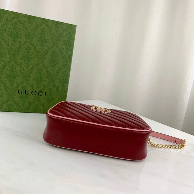 Replica bags Gucci GG Marmont Small Shoulder Bag Red and Emerald Leather