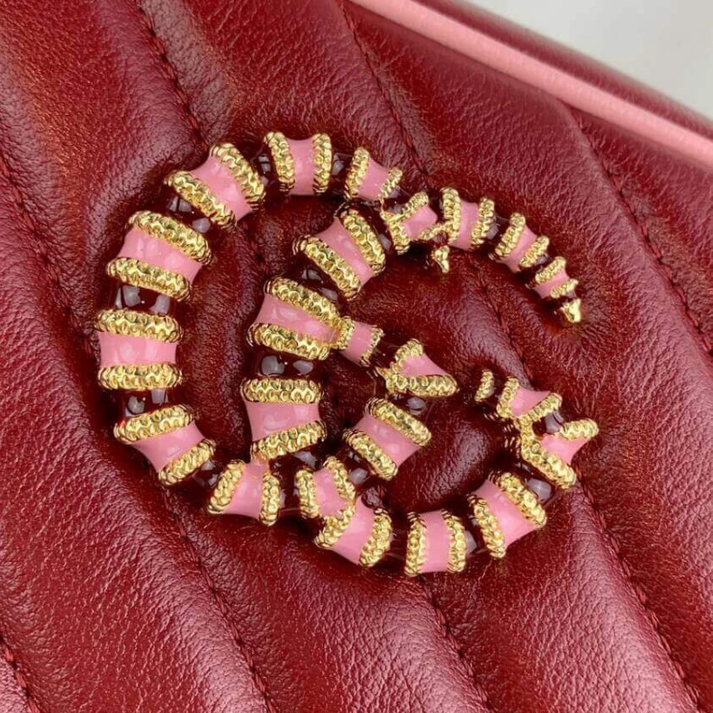 Replica bags Gucci GG Marmont Small Shoulder Bag Red and Emerald Leather