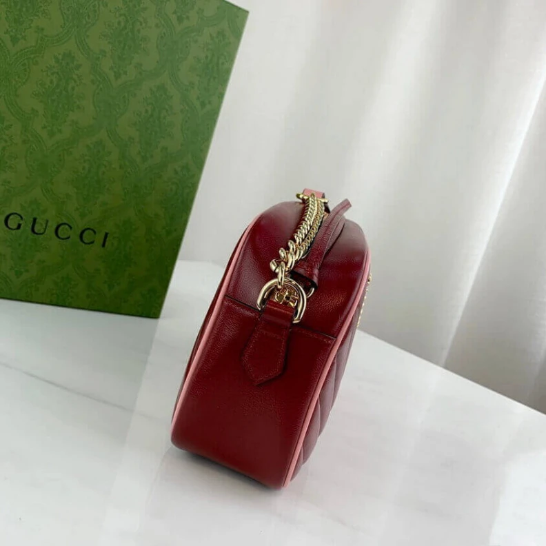 Replica bags Gucci GG Marmont Small Shoulder Bag Red and Emerald Leather