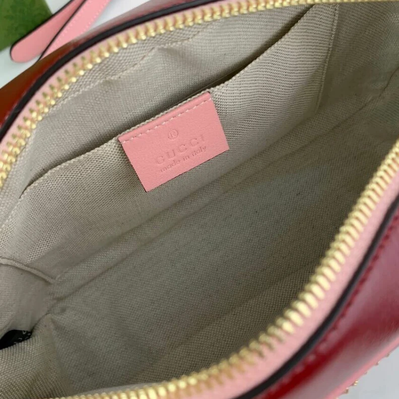 Replica bags Gucci GG Marmont Small Shoulder Bag Red and Emerald Leather