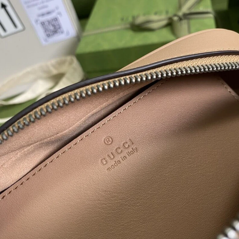 Replica bags Microfibe Gucci GG Marmont Small Shoulder Bag in Rose Beige Leather