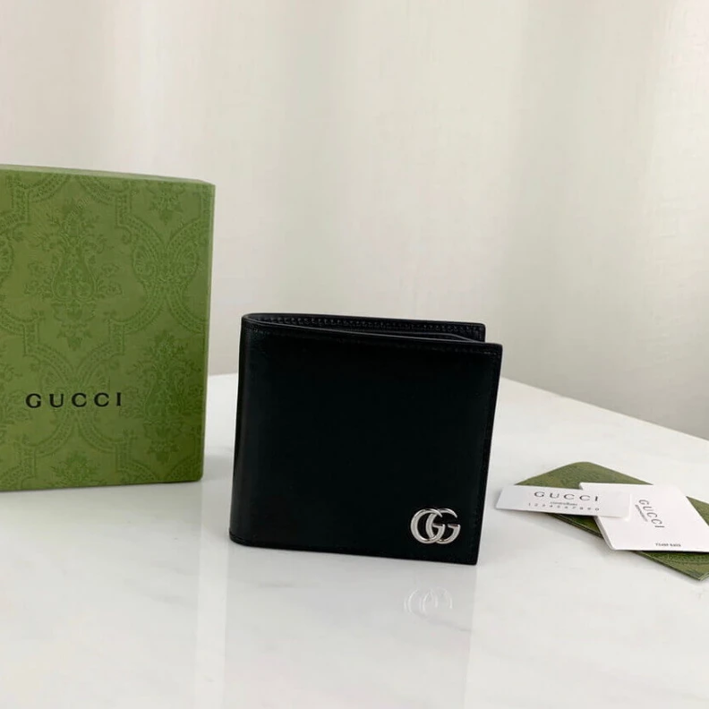 Top lv Details fr Gucci GG Marmont Smooth Leather Bi-Fold Wallet