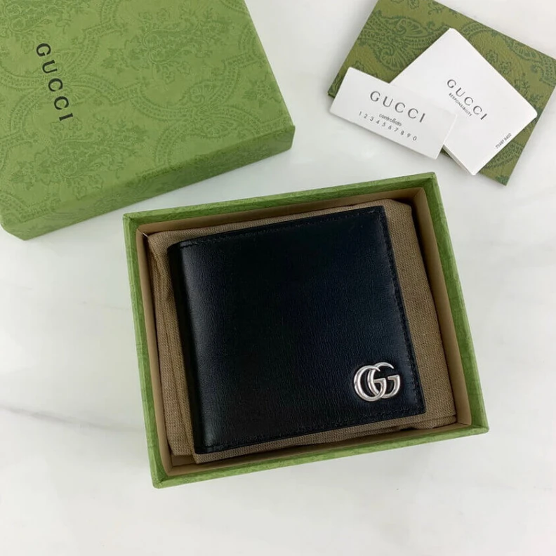 Top lv Details fr Gucci GG Marmont Smooth Leather Bi-Fold Wallet