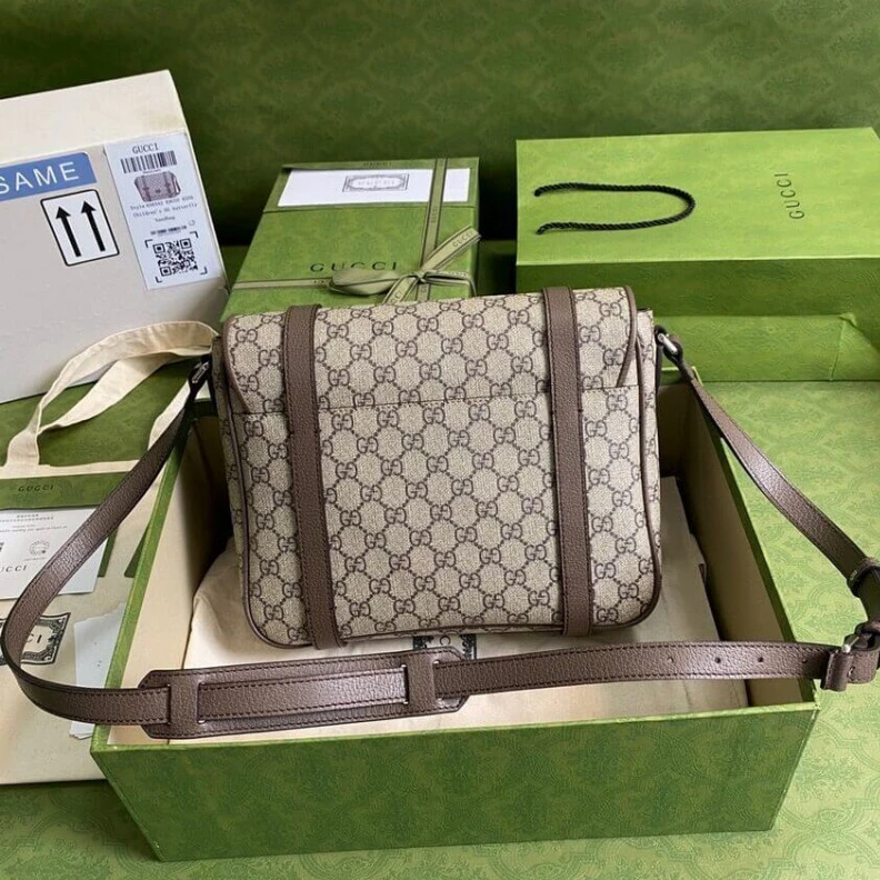 Kitlife Beige ebo Gucci GG Messenger Bag in Brown