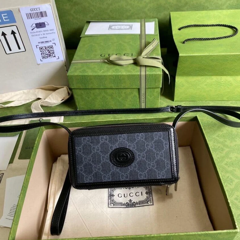 Black gre Gucci GG Mini Bag With Interlocking G
