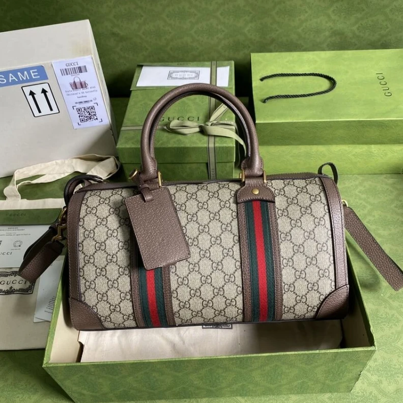 Top lv Gucci GG Small Duffel Bag With Web