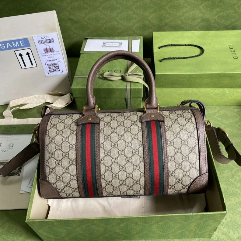 Top lv Gucci GG Small Duffel Bag With Web
