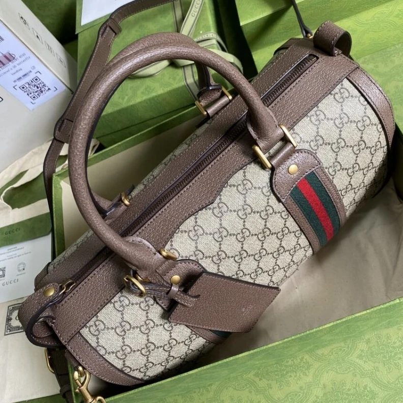 Top lv Gucci GG Small Duffel Bag With Web