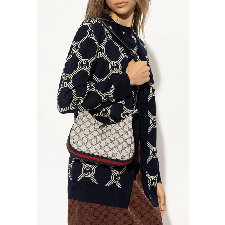 Replica bags lv Blue leat Gucci GG Supreme Attache Small Shoulder Bag Blue