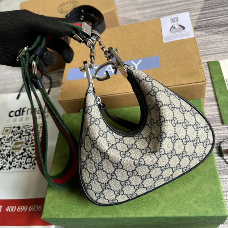 Replica bags lv Blue leat Gucci GG Supreme Attache Small Shoulder Bag Blue