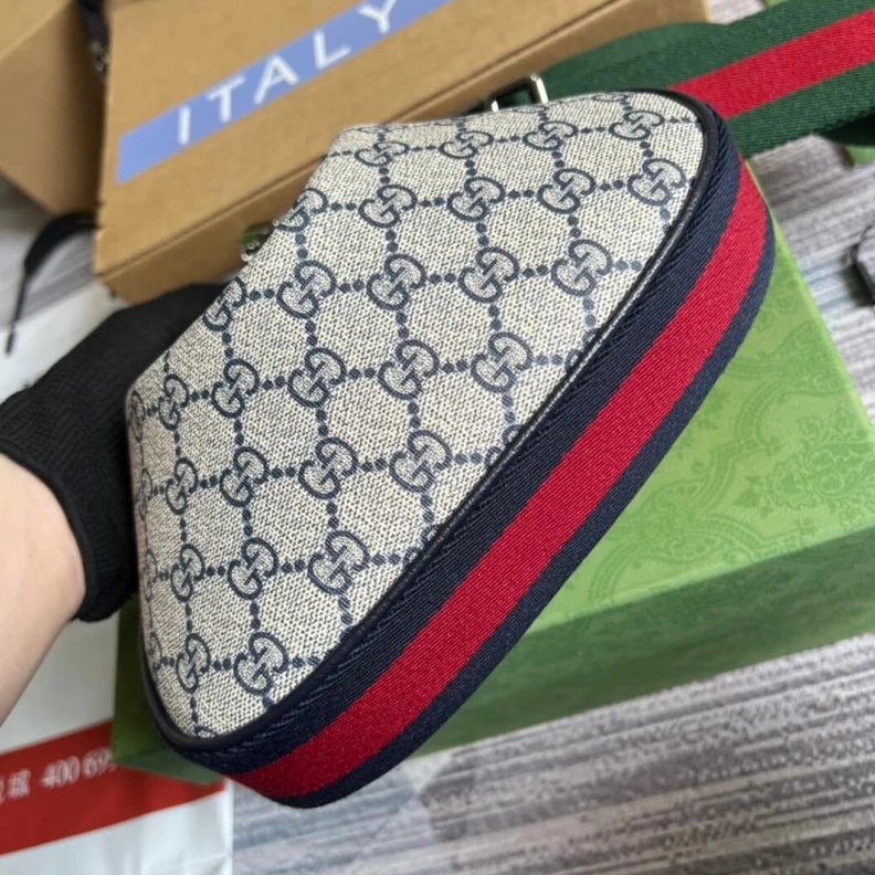 Replica bags lv Blue leat Gucci GG Supreme Attache Small Shoulder Bag Blue