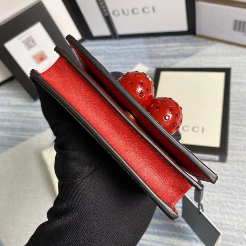 Lv belts replica Open: 4.5 Gucci GG Supreme Card Case Wallet With Cherries