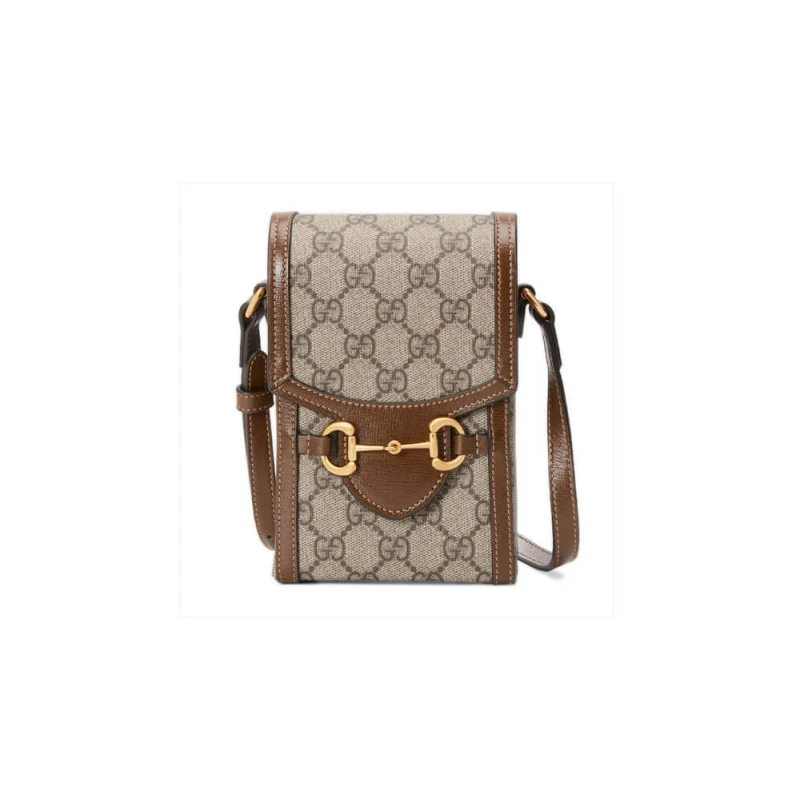 This item Gucci GG Supreme Horsebit 1955 Mini Bag Brown