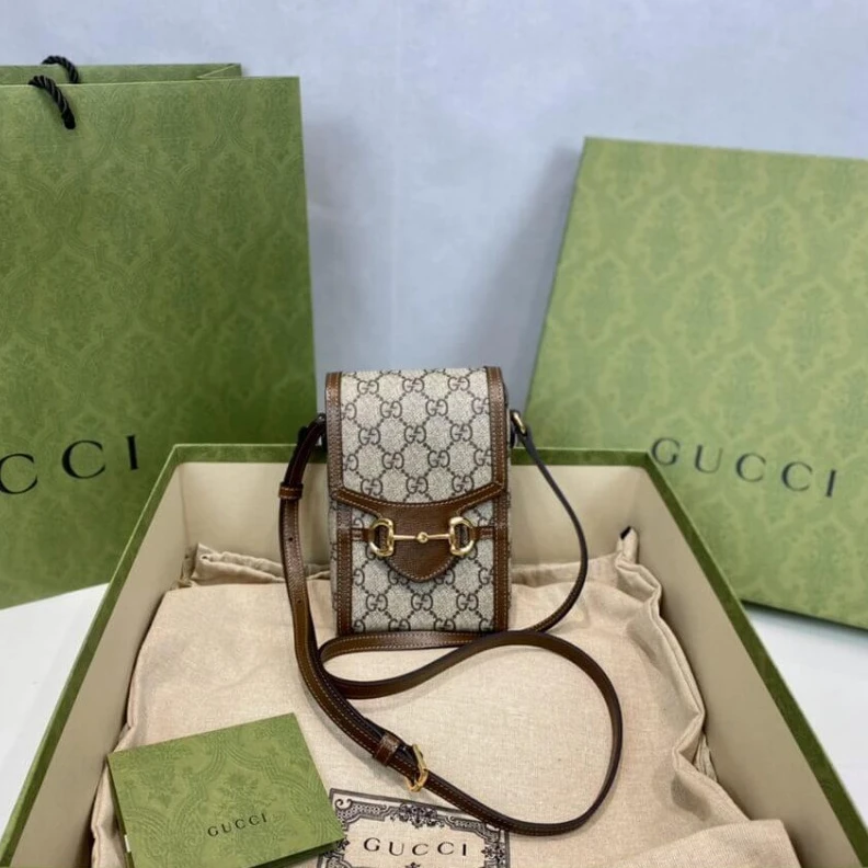 Replica bags lv This item Gucci GG Supreme Horsebit 1955 Mini Bag Brown