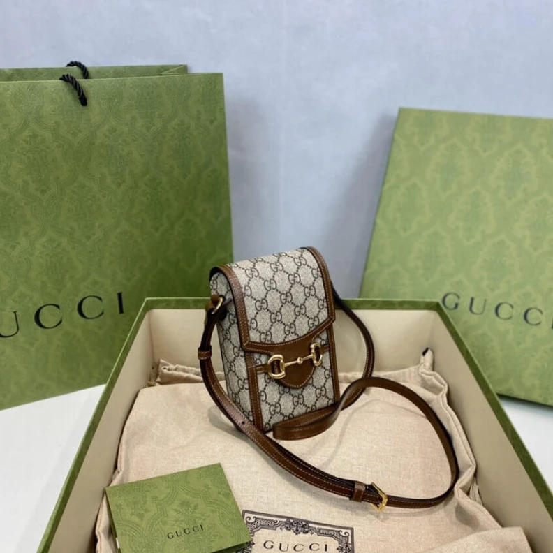 Replica bags lv This item Gucci GG Supreme Horsebit 1955 Mini Bag Brown