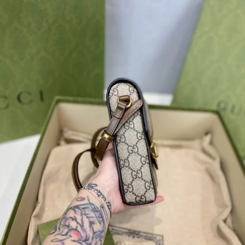 Replica bags lv This item Gucci GG Supreme Horsebit 1955 Mini Bag Brown