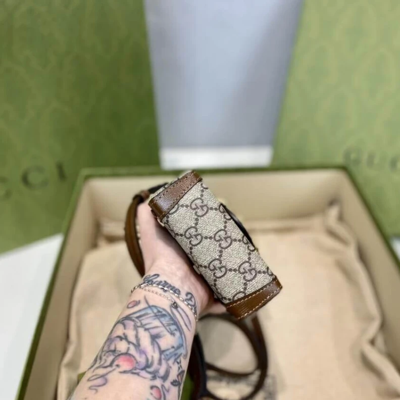 Replica bags lv This item Gucci GG Supreme Horsebit 1955 Mini Bag Brown