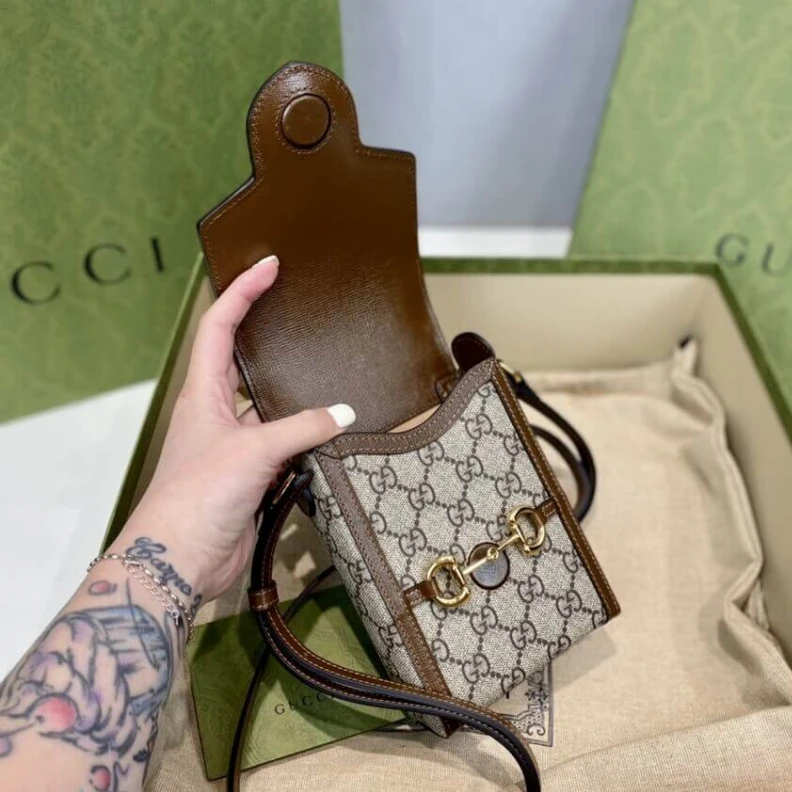 Replica bags lv This item Gucci GG Supreme Horsebit 1955 Mini Bag Brown