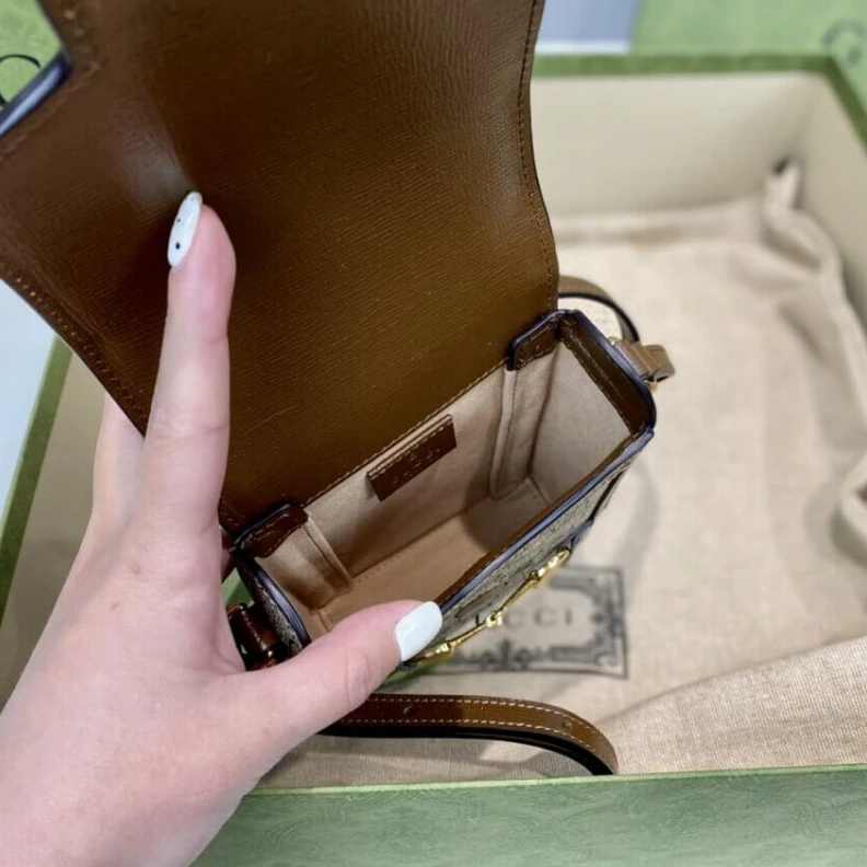 Replica bags lv This item Gucci GG Supreme Horsebit 1955 Mini Bag Brown