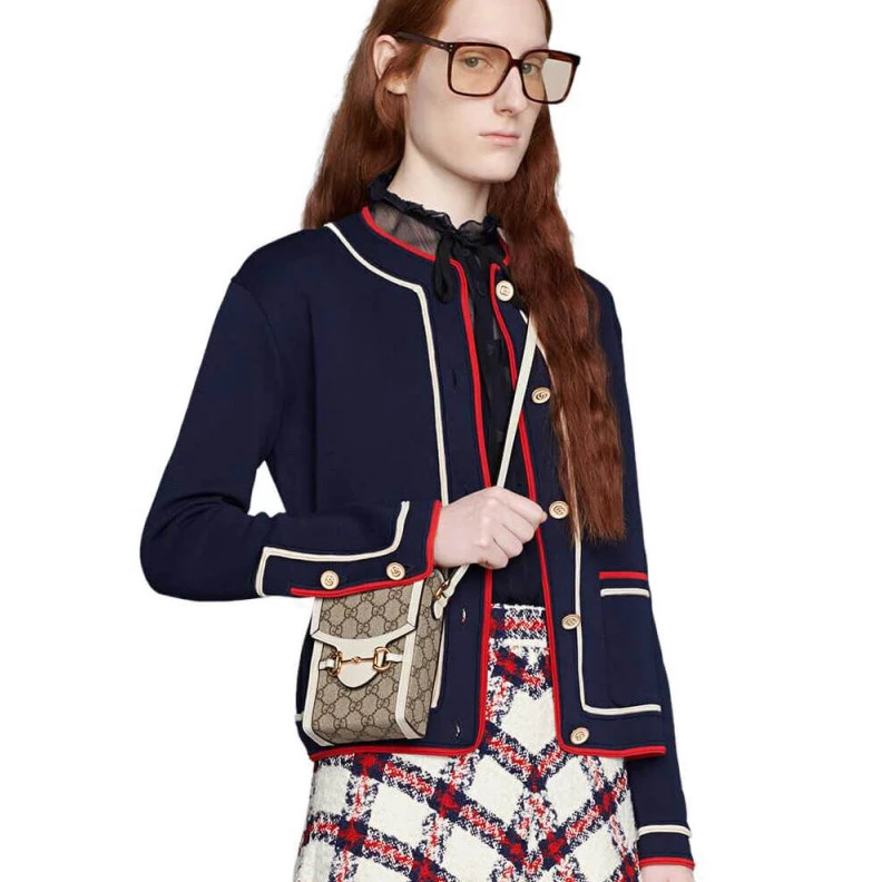 Replica bags Flap clos Gucci GG Supreme Horsebit 1955 Mini Bag White