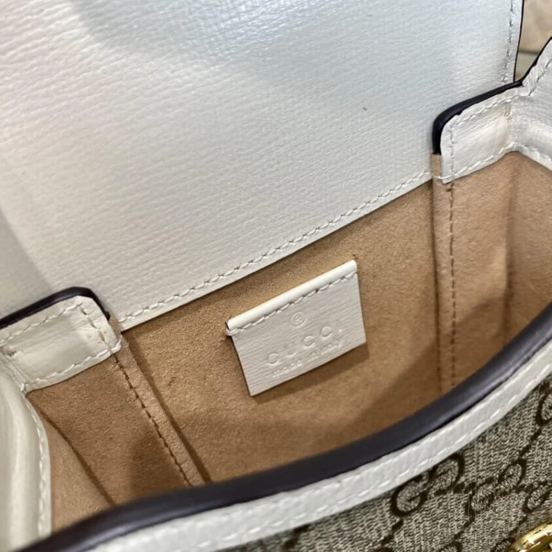 Replica bags Flap clos Gucci GG Supreme Horsebit 1955 Mini Bag White