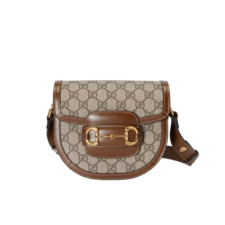 Part of t Gucci GG Supreme Horsebit 1955 Mini Rounded Bag
