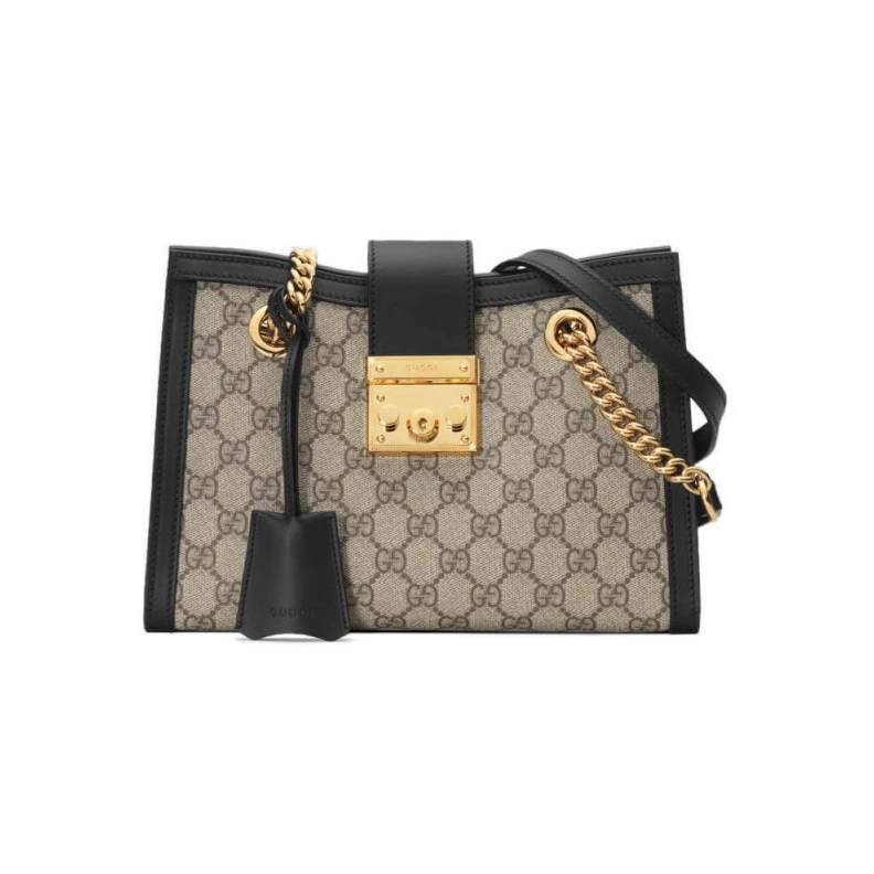 26 x 18 x Gucci GG Supreme Padlock Small Shoulder Bag Black