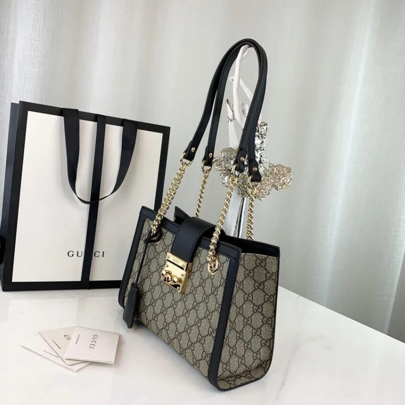 Top lv 26 x 18 x Gucci GG Supreme Padlock Small Shoulder Bag Black