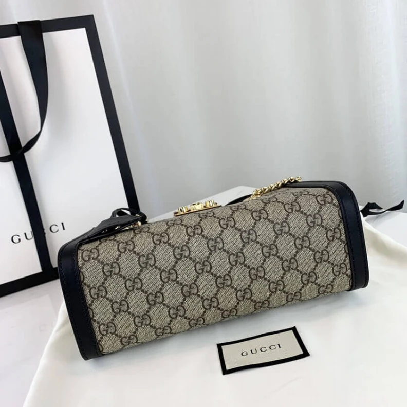 Top lv 26 x 18 x Gucci GG Supreme Padlock Small Shoulder Bag Black